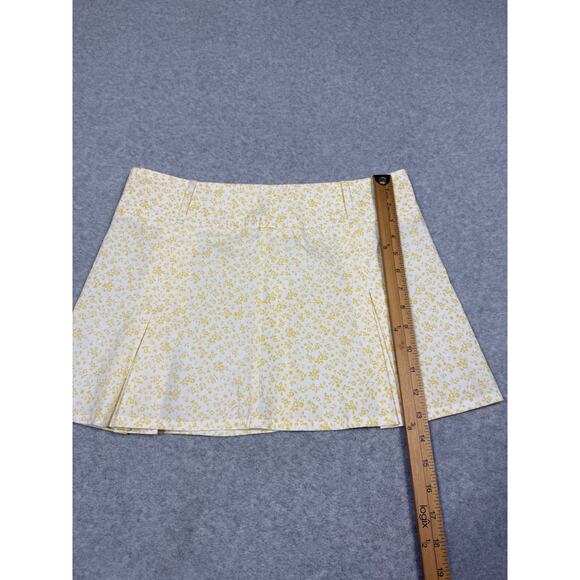 Y2K Forever 21 Womens Size L Yellow Floral Pleated Mini Skirt - Picture 6 of 7
